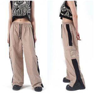 NWT The Ragged Priest Rush Pants Nylon Track Cargo Contrast Side Panels Sz 10